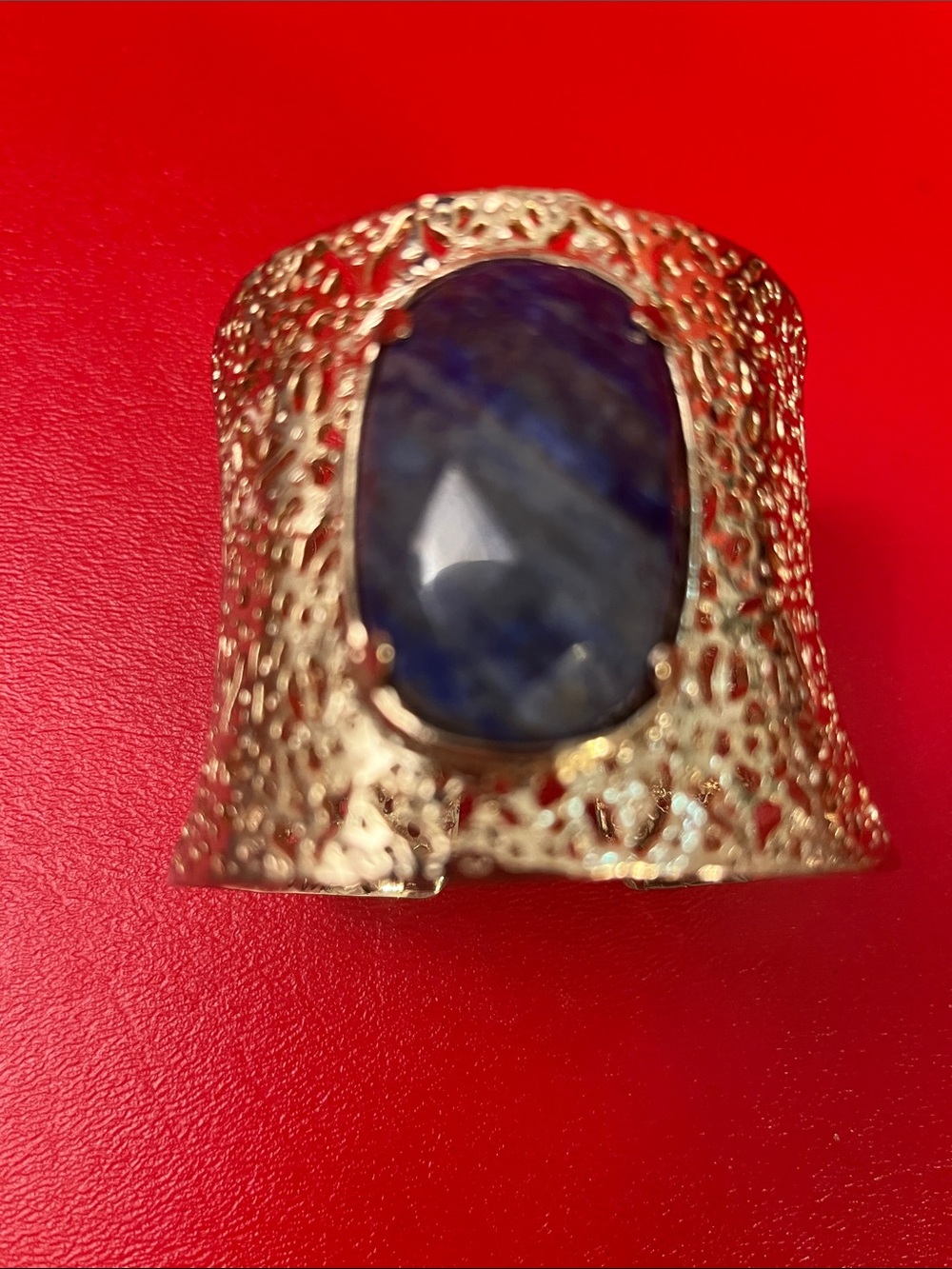 Kendra Scott Blue Agate Filigree Gold Cuff Bracelet
